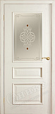 Дверь Оникс Версаль эмаль белая с текстурой, фьюзинг "Ажур"