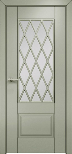 Дверь Оникс Марсель фрезерованная эмаль RAL 7038, сатинат с внутренней решеткой 4