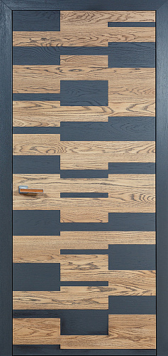 Дверь ПМЦ Design массив дуба Alveola графит, глухая