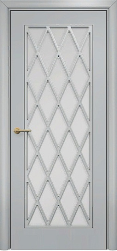 Дверь Оникс Турин фрезерованная эмаль RAL 7038, сатинато с решеткой №4