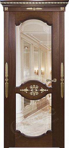 Дверь Оникс Севилья красное дерево с черной патиной, зеркало триплекс