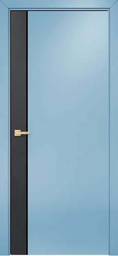 Дверь Оникс Дуо дуб графит/эмаль голубая, триплекс черный