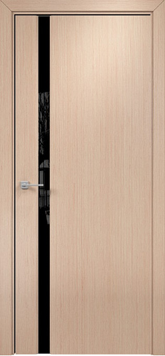 Дверь Оникс Престиж 1 беленый дуб, триплекс черный