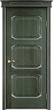 Дверь ПМЦ массив ольхи ОЛ7.3 зеленый с патиной серебро, глухая