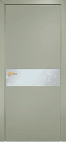 Дверь Оникс Соло эмаль RAL 7038, глухая, стекло Lacobel белое матовое