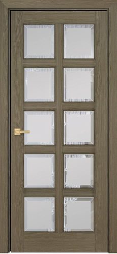 Дверь Оникс Вена 2 дуб кофейный, сатинат с фацетом