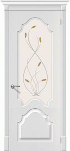 Недавно просмотренные - Дверь Браво Скинни-33 белая, стекло белое художественное, с элементами фьюзинга