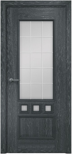 Дверь Оникс Амстердам дуб седой, гравировка решетка