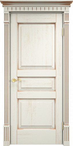 Дверь ПМЦ массив дуба Д5 эмаль F120 с золотой патиной, глухая