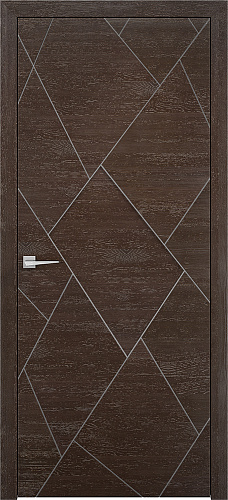 Дверь ПМЦ Design массив дуба Romb мореный дуб патина серебро, глухая