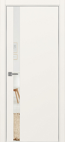 Дверь Эко 211 бежевый, кромка AL хром SC с 4-х сторон, зеркало