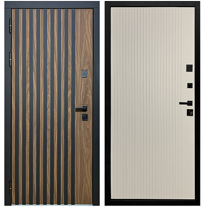 Входная дверь Матадор MXL-1 орех американский мокко/панель Вертикаль, софт шампань