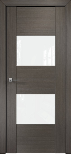 Дверь Оникс Парма серый дуб, глухая лакобель RAL 0333