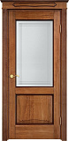Дверь ПМЦ массив дуба Д6 орех 10% с патиной, стекло 6-7