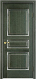 Дверь ПМЦ массив ольхи ОЛ5 зеленый с патиной серебро, глухая