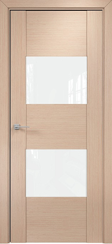 Дверь Оникс Парма беленый дуб, глухая лакобель RAL 0333
