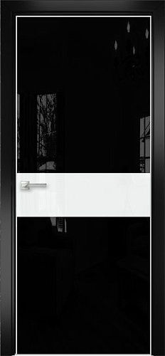 Дверь Оникс Соло 3 глухая, Lacobel черное/Lacobel RAL 0333