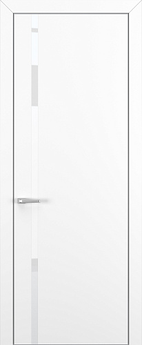 Дверь Z K1 полипропилен белый, ALU кромка хром, лакобель white pure, глухая