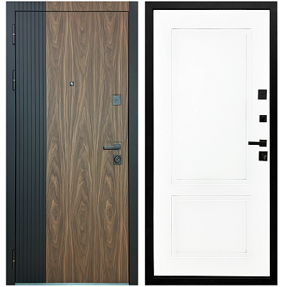 Входная дверь Матадор MXL-2 орех американский мокко/панель Лайн-2, белая матовая