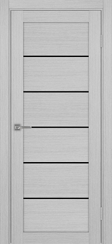 Дверь Эко 506.12 дуб серый, lacobel черный