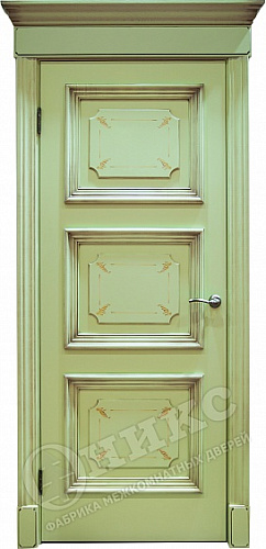Дверь Оникс Пальмира эмаль фисташковая, роспись, глухая