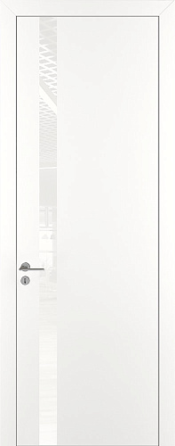 Дверь Z K2 полипропилен белый, ALU кромка хром, лакобель white pure, глухая