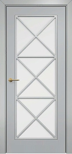 Дверь Оникс Турин фрезерованная эмаль RAL 7038, сатинато с решеткой №5