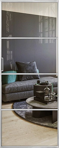 Перегородка Alum №4 хром, стекло прозрачное бронза