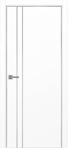 Дверь Эко 205 белый снежный молдинг SC, кромка AL хром SC с 4-х сторон, глухая