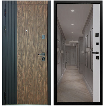 Входная дверь Матадор MXL-2 орех американский мокко/панель зеркало 1, силк маус