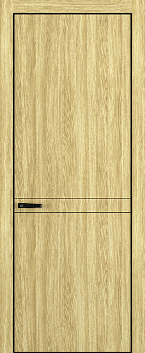 Дверь Z K13 toppan дуб натуральный, ALU кромка черная, молдинг черный, глухая