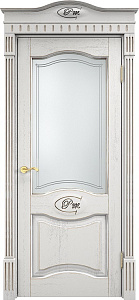 Недавно просмотренные - Дверь ПМЦ массив дуба Д3 белый грунт с патиной серебро микрано, стекло 3-2