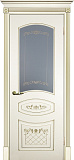 Дверь Текона эмаль Smalta 05 слоновая кость RAL 1013 патина золото, остекленная