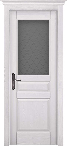 Дверь ДР браш массив сосны Пандора айсберг, стекло мателюкс графит