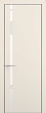 Дверь Z K1 полипропилен крем, ALU кромка хром, лакобель white pure, глухая