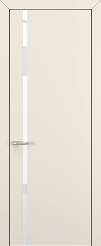 Дверь Z K1 полипропилен крем, ALU кромка хром, лакобель white pure, глухая