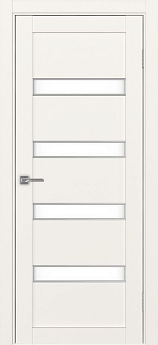 Дверь Эко 505.12 АПС бежевый молдинг SC, lacobel белый