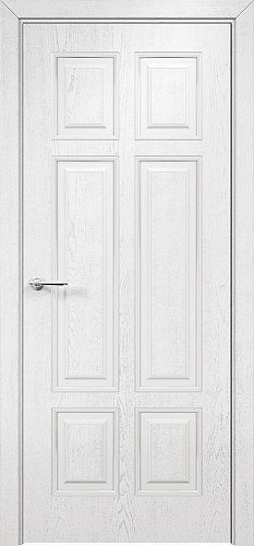 Дверь Оникс Гранд фрезерованная, эмаль белая патина серебро, глухая