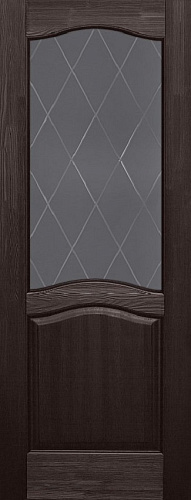 Дверь ОКА браш массив сосны Лео венге, стекло графит