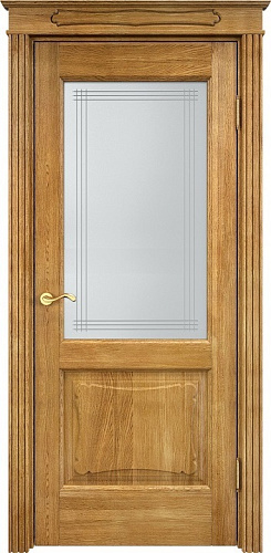 Дверь ПМЦ массив дуба Д6 орех 5%, стекло 6-7
