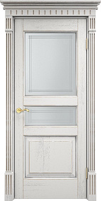 Недавно просмотренные - Дверь ПМЦ массив дуба Д5 белый грунт с патиной серебро микрано, стекло 5-3