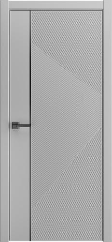 Дверь Фортуна эмаль светло-серый, молдинг черный, глухая