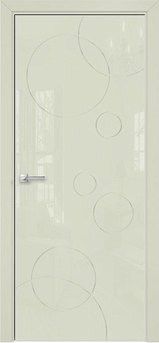 Дверь Оникс Арт, лакобель слоновая кость RAL 1013, гравировка №3