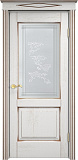 Дверь ПМЦ массив дуба Д13 белый грунт с патиной орех, стекло 13-2