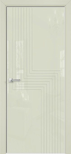 Дверь Оникс Арт, лакобель слоновая кость RAL 1013, витраж контурный №1