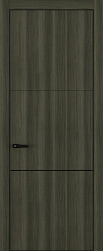 Дверь Z K11 toppan дуб темный, ALU кромка черная, молдинг черный, глухая