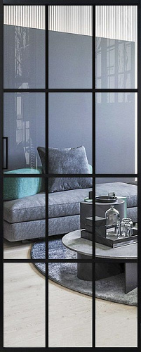 Перегородка Alum №10 черный, стекло прозрачное