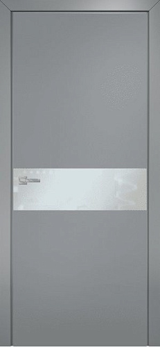Дверь Оникс Соло эмаль RAL 7040, глухая, стекло Lacobel белое матовое