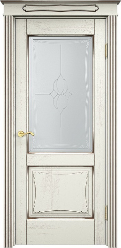 Дверь ПМЦ массив дуба Д6 эмаль F120 с черной патиной, стекло 6-5