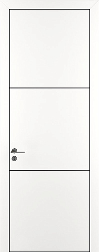 Дверь Z K11 полипропилен белый, ALU кромка черная, молдинг черный, глухая